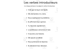 les verbes introducteurs exercices et corrigés