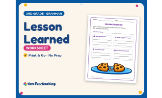 Lesson Learned Worksheet – 2nd Grade Genres & Narrative Writing
