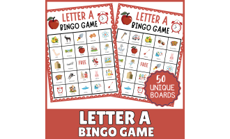Letter A Bingo Game: Alphabet Recognition Sound Phonics Activities