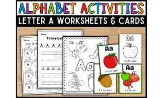 Letter A Worksheets and Flashcards | Back To School Activity
