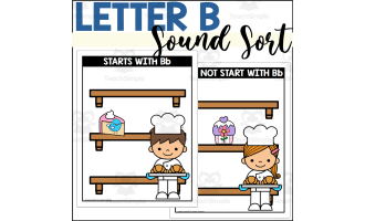 Letter B Beginning Sound Sort - Bakery Themed