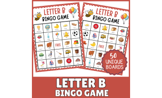 Letter B Bingo Game: Alphabet Recognition Sound Phonics Activities