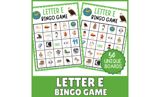 Letter E Bingo Game: Alphabet Recognition Sound Phonics Activities