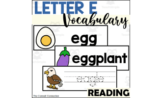 Letter E Vocabulary and Tracing Cards