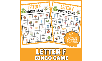 Letter F Bingo Game: Alphabet Recognition Sound Phonics Activities