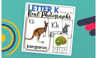 Letter K Phonics and Writing Centers with Real Photographs