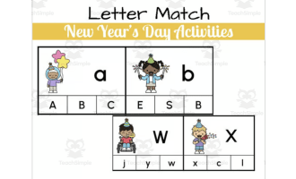 Letter Match Task Cards: New Year's Day Theme