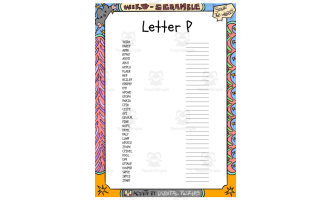 Letter P word Scramble puzzle worksheet