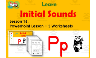 Letter P Worksheets + PowerPoint Lesson: Beginning Sounds Lesson 16