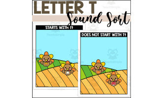 Letter T Beginning Sound Sort - Turkey Themed