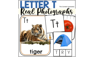Letter T Phonics and Writing Centers with Real Photographs