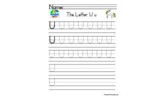 Letter U Handwriting Practice Worksheet