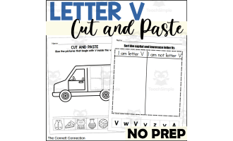 Letter V Cut and Paste Worksheets