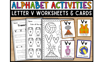 Letter V Worksheets and Flashcards | Back To School Activity