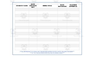 Library Book Checkout | Data Tracking Sheet