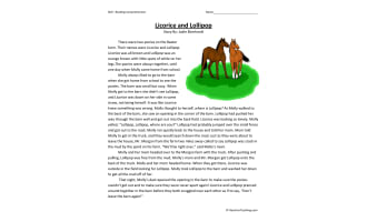 Licorice and Lollipop Reading Comprehension Worksheet
