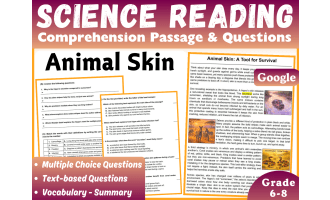 Life Science Reading Comprehension Passage: Animal Skin (Docs)