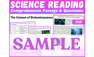 Life Science Reading Comprehension Passage: Bioluminescence. SAMPLE