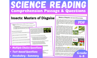 Life Science Reading Comprehension Passage: Insects' Disguises (PDF)