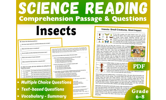 Life Science Reading Comprehension Passage: Insects (PDF)