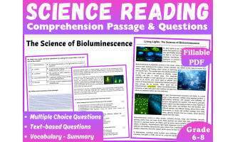 Life Science Reading Passage: Bioluminescence (Fillable PDF)