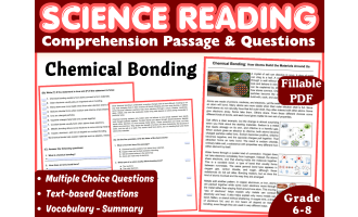 Science Reading Passage: Chemical Bonding (Fillable PDF)