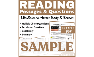 Life Science Reading Passage SAMPLE: SKIN & Human Body (FILLABLE PDF)