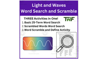 Light and Optics Word Search and Scramble Activity
