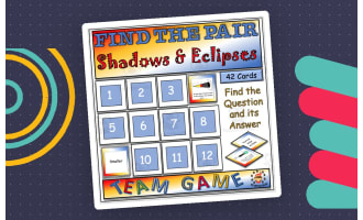 Light - Shadows and Lunar and Solar Eclipses Find the Pair Game for Middle School