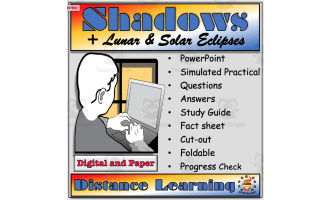 Light - Shadows and Solar and Lunar Eclipses Fully Resourced Lesson for Distance Learning and Homeschool for Middle School