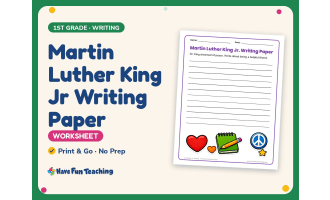 Lined Paper Worksheet: Martin Luther King Jr Writing Paper – 1st Grade