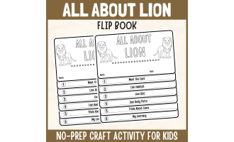 Lion Flipbook craft African Animal Science Study writing activities