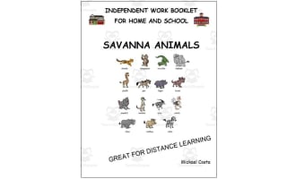 Literacy worksheets: Savanna animals