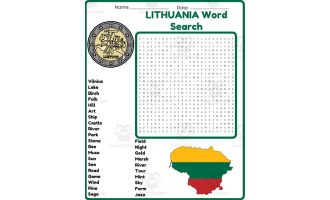 LITHUANIA Word Search Puzzle Worksheet Activity