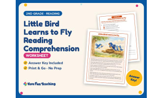 Little Bird Learns to Fly Reading Comprehension Worksheet – 2nd Grade