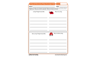 Living and Non-Living Things Scavenger Hunt Worksheet