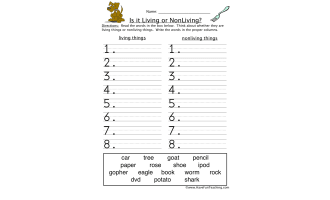 Characteristics of Living and Non-Living Things Worksheet by ...