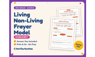 Living Non-Living Frayer Model Worksheet – 3rd Grade Classification