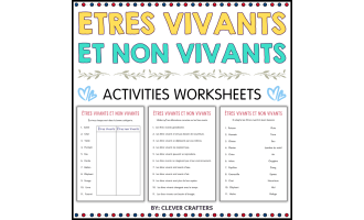 Living Things and Non Living Things Worksheets in French