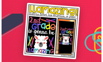 LLamazing Back to School LLama Bulletin Board Kit, Door Decoration Set, or Poster