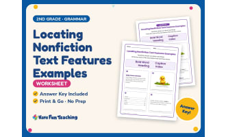 Locating Nonfiction Text Features Examples Worksheet – 2nd Grade