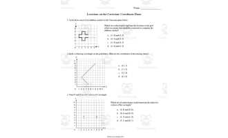 Locations on the Cartesian / Coordinate Plane Worksheet