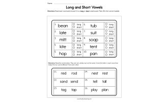 Long and Short Vowels Worksheet