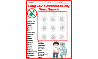 Long Covid Awareness Day Word Search 2nd 3rd 4th 5th Grade Worksheet