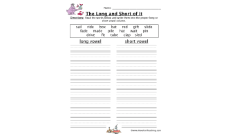 Long Short Vowels Sorting Worksheet