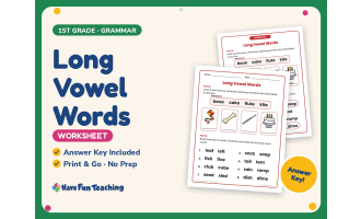 Long Vowel Words Worksheet – 1st Grade Long Vowels & Short Vowels