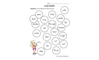 Long Vowels Coloring Worksheet