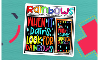 Look For Rainbows March Growth Mindset Bulletin Board, Door Decor, or Poster