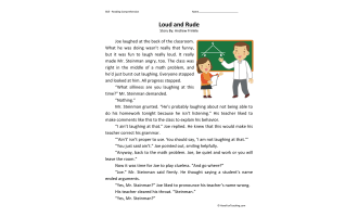 Loud and Rude Reading Comprehension Worksheet