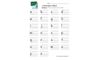 Lowercase Letters Writing Worksheet